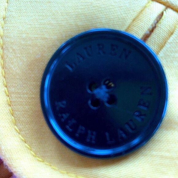 Lauren Ralph Lauren Cropped Trench Cropped double breast yellow black buttons L - Picture 11 of 16